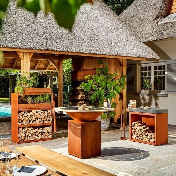 Corten Metal Barbecue Grill Outdoor