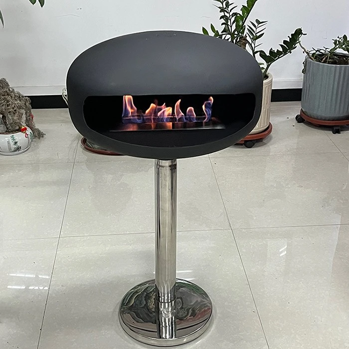 Patio Using Bio Ethanol Burning Freestanding Fireplace