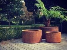 Verdant Vintage Corten Steel Outdoor Plant Vessel Flowerpot