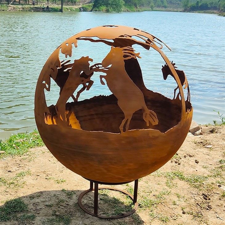 Corten Steel Fire Ball Fire Pits factory
