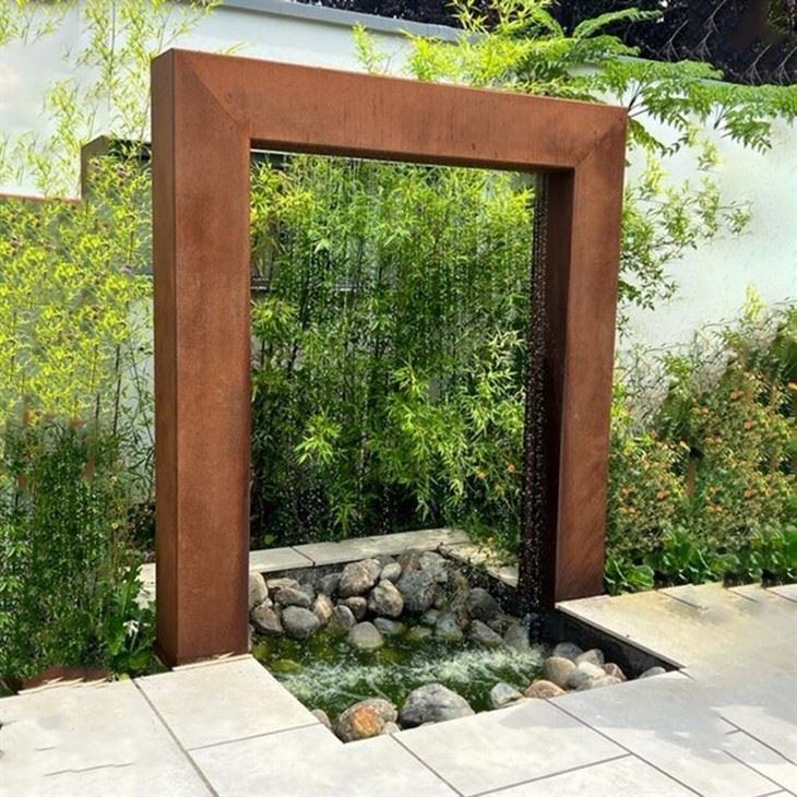 Decorative Water Feature Corten Steel Waterfall factory